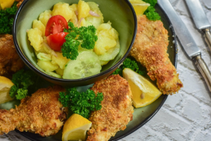 Pan-seared chicken thighs with sweet potato
